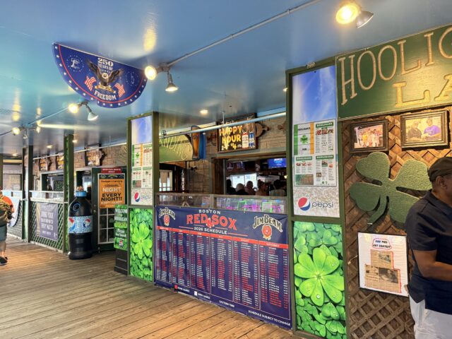 Hooligan's Landing pub on the pier, a cozy stop for Old Orchard Beach in the fall